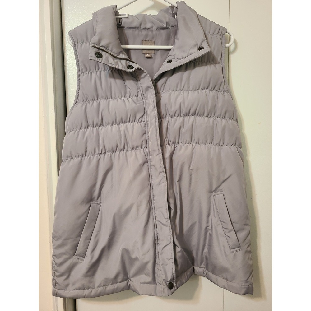 This Is A Light Gray J. Jill Down Vest Featuring A Quilted Design. Size M